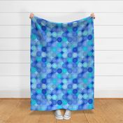 Retro Geometric Blue Turquoise Large Scale