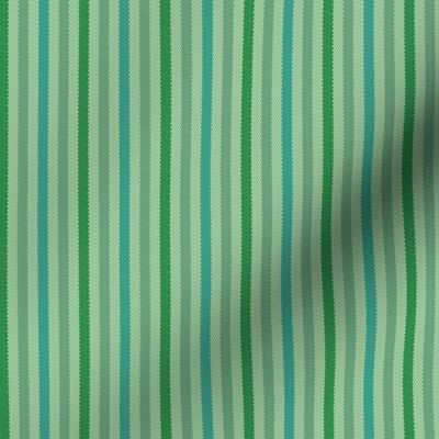Narrow Tricolor Ticking Stripe in Green and Bluegreen 1