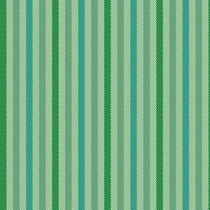 Narrow Tricolor Ticking Stripe in Green and Bluegreen 1