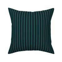 Narrow Tricolor Ticking Stripe in Turquoise Blues on Black