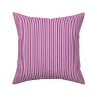 Narrow Tricolor Ticking Stripe in Pink and Purple