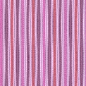 Narrow Tricolor Ticking Stripe in Pink and Purple