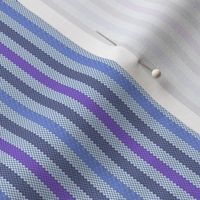 Narrow Tricolor Ticking Stripe in Bluegrays and Lavender