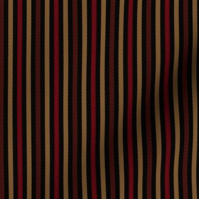 Narrow Tricolor Ticking Stripe in Brown Yellow and Red on Black