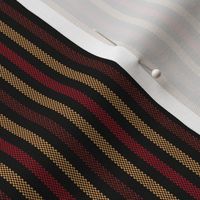 Narrow Tricolor Ticking Stripe in Brown Yellow and Red on Black