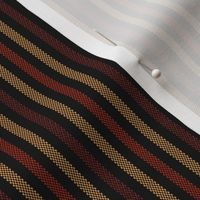 Narrow Tricolor Ticking Stripe in Brown Yellow and Orange on Black