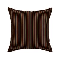 Narrow Tricolor Ticking Stripe in Brown Yellow and Orange on Black