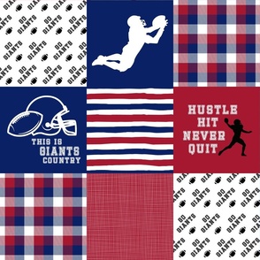 Football//Hustle Hit Never Quit//Giants - Wholecloth Cheater Quilt