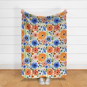 Summer WIldflower Field- Orange, Blue, and Green- large scale