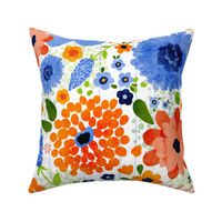 Summer WIldflower Field- Orange, Blue, and Green- large scale