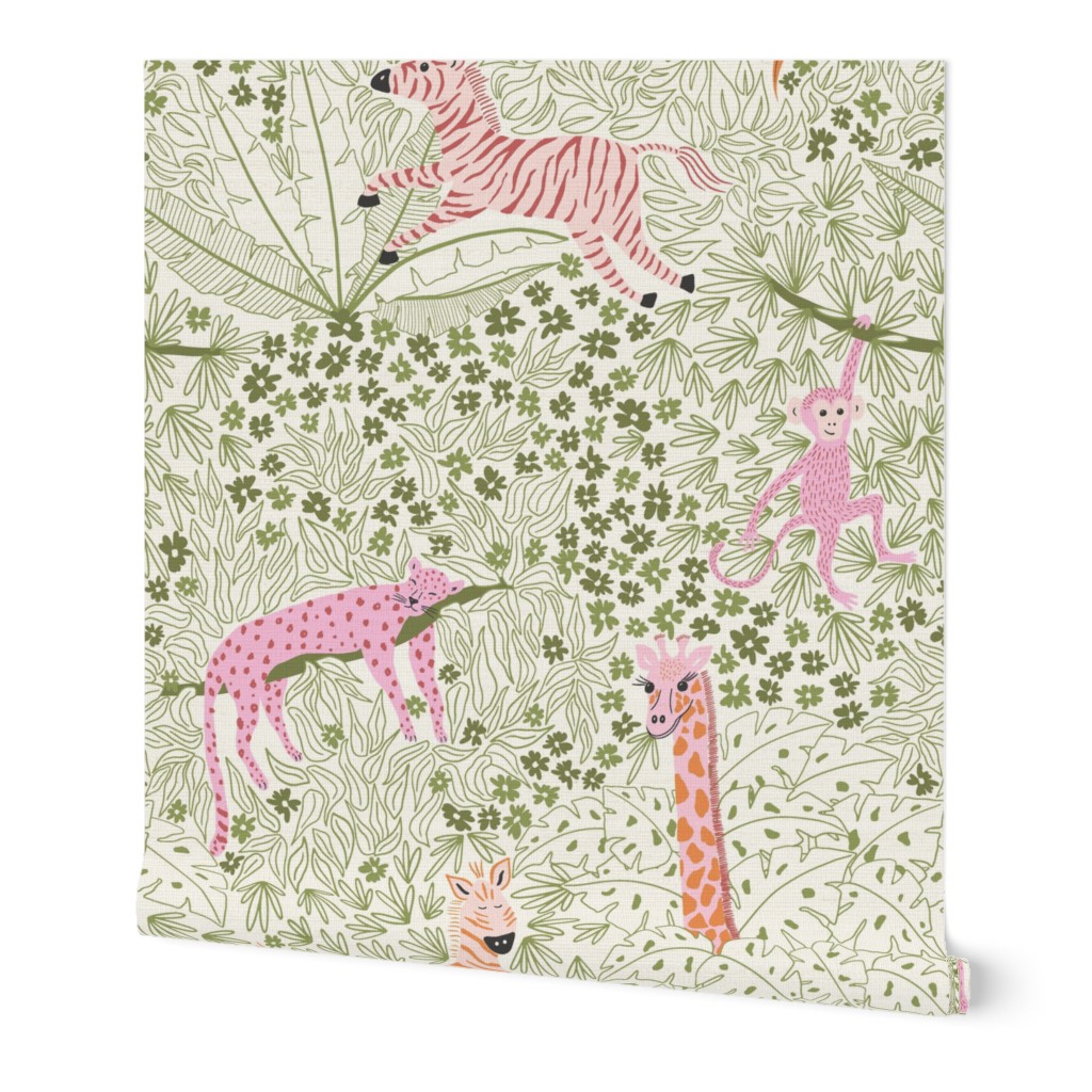Whimsical safari/green and pink/jumbo