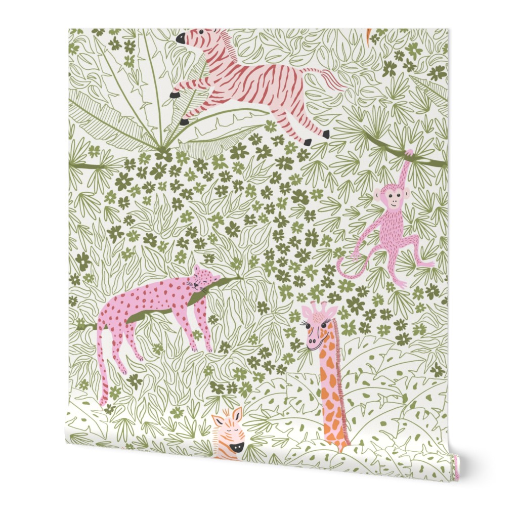 Whimsical safari/green and pink/jumbo