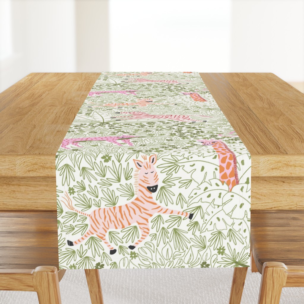 Whimsical safari/green and pink/jumbo