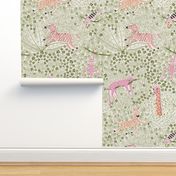 Whimsical safari/green and pink/jumbo