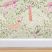 Whimsical safari/green and pink/jumbo