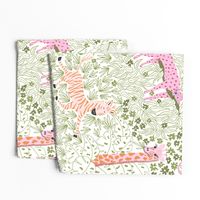 Whimsical safari/green and pink/jumbo