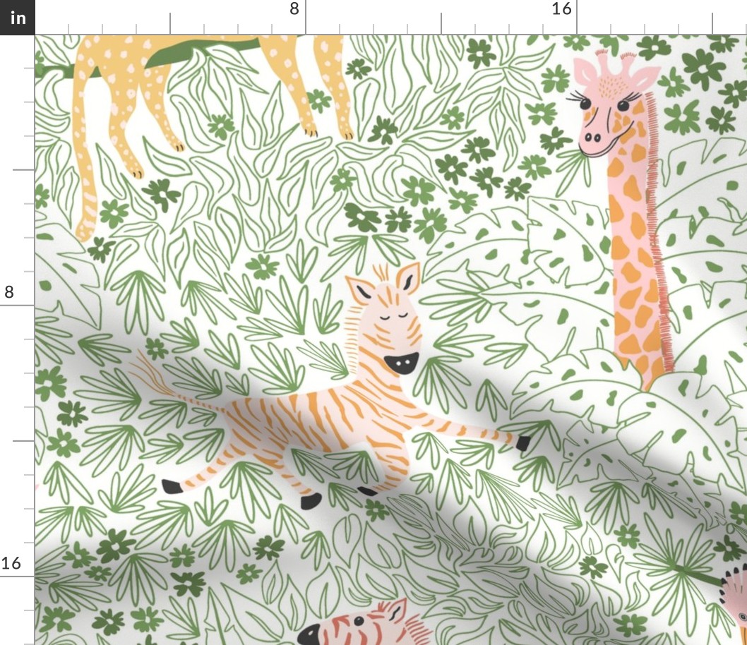 Whimsical safari/green and peach/jumbo