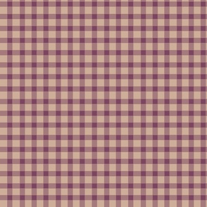 Graphic Flowers -Plum Check on Tan