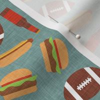 tailgate party - football burgers and dogs - dusty blue - LAD22