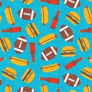 tailgate party - football burgers and dogs - blue - LAD22