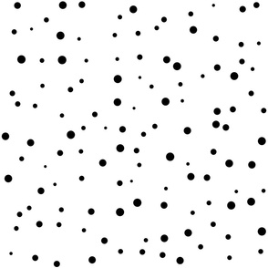 Black random polka dots on white background