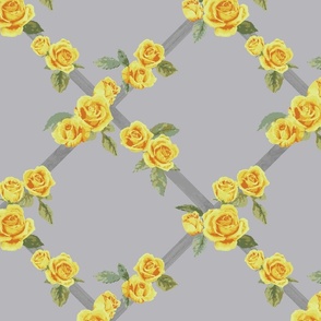 YELLOW ROSES ON GRAY