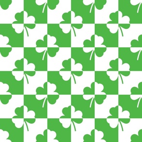 Green and White Irish Clover Check Pattern