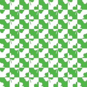 Small Green and White Irish Clover Check Pattern