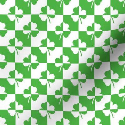 Mini Green and White Irish Clover Check Pattern