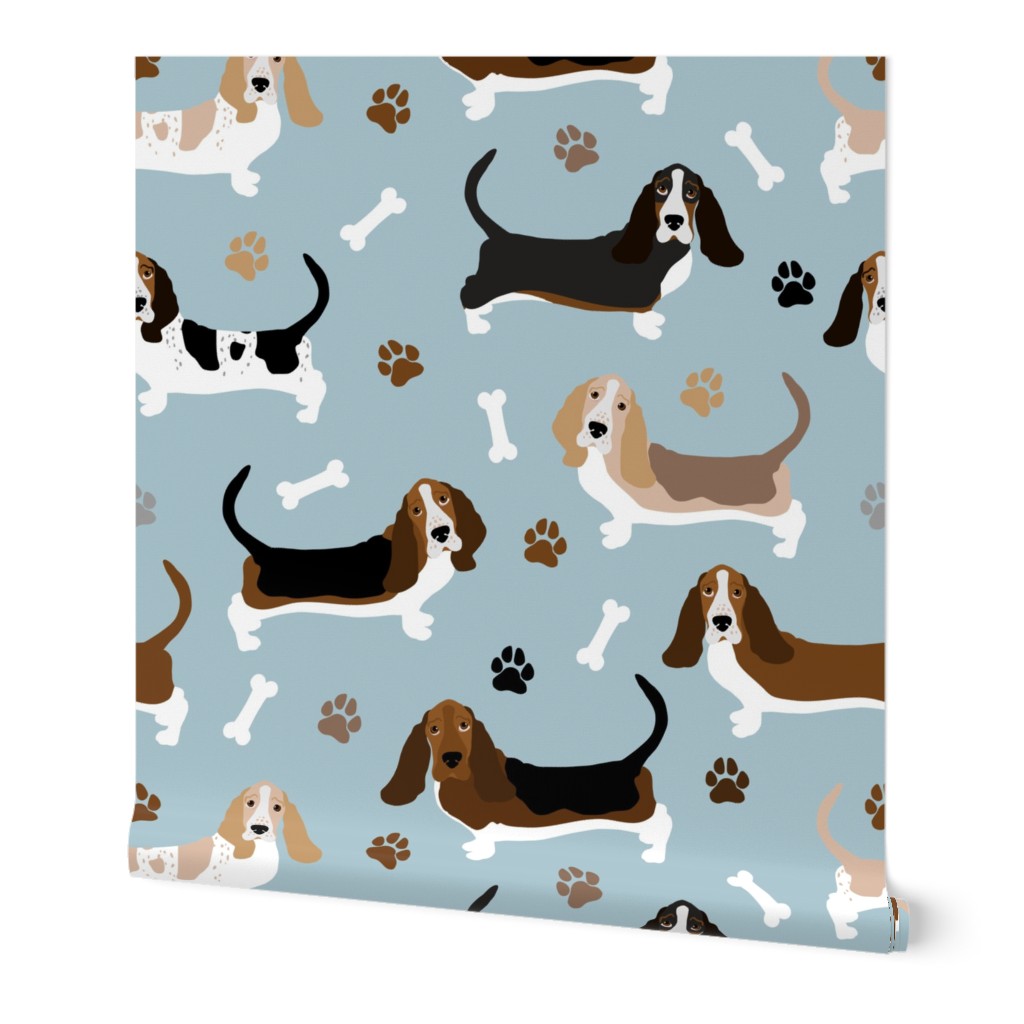 Basset Hound Paws and Bones Blue