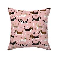 Basset Hound Paws and Bones Pink