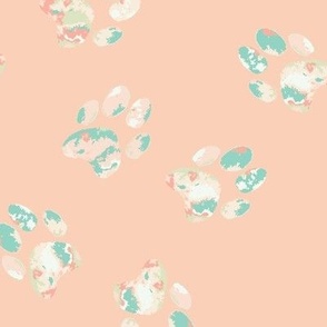 Watercolor animal Paws in Peach - Big