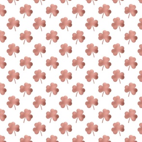 Small Rose Gold Faux Foil Heart-Shaped Clover on White St. Patricks Day