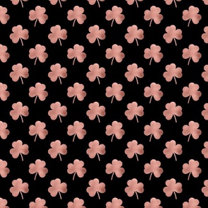 Small Rose Gold Faux Foil Heart-Shaped Clover on Black St. Patricks Day