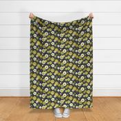 Marguerite (MidMod Olive Greens) || monochrome mod vintage floral