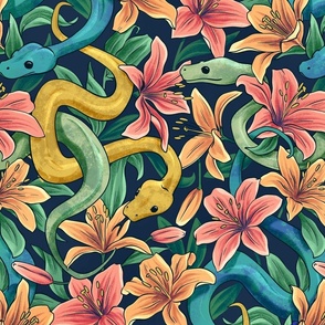 Snakes in the Lilies - Orignal Emerald