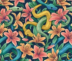 Snakes in the Lilies - Orignal Emerald