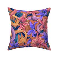 Snakes in the Lilies - Purple, pink and orange