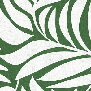 Flowing Leaves Botanical - Green White Large Scale