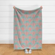 Palm springs palm trees/coral mint distressed/large