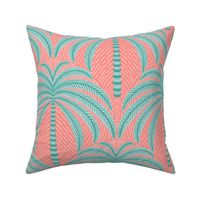 Palm Springs palm trees/coral mint/large