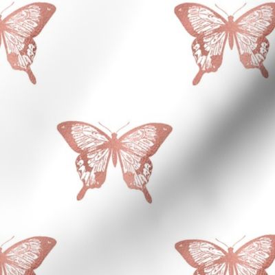 Large Metallic Rose Gold Foil Butterflies on White