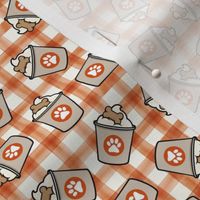 (small scale) dog coffee treat - tan on orange watercolor plaid - fall dog - LAD22