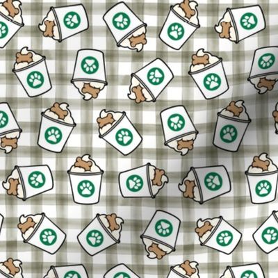 dog coffee treat - sage watercolor plaid - fall dog - LAD22