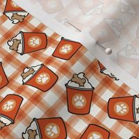 (small scale) dog coffee treat - orange on pumpkin spice watercolor plaid - fall dog - LAD22