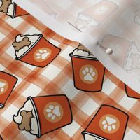 dog coffee treat - orange on pumpkin spice watercolor plaid - fall dog - LAD22