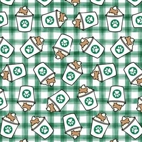 (small scale) dog coffee treat - green watercolor plaid - fall dog - LAD22