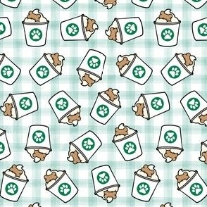 (small scale) dog coffee treat - mint watercolor plaid - fall dog - LAD22