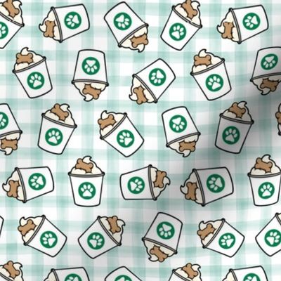 dog coffee treat - mint watercolor plaid - fall dog - LAD22