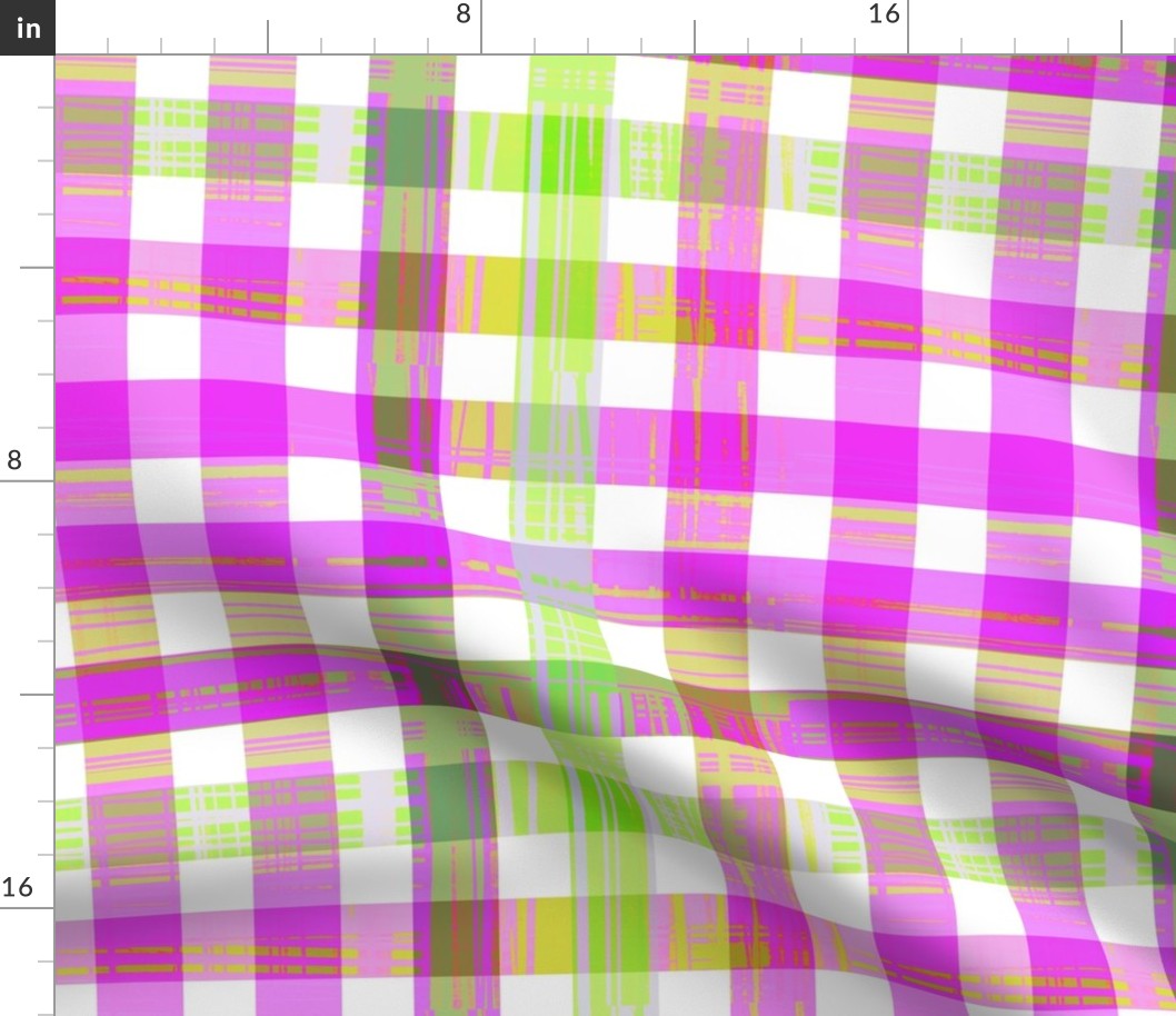 Checkered Board Pattern in Hot Pink and Green